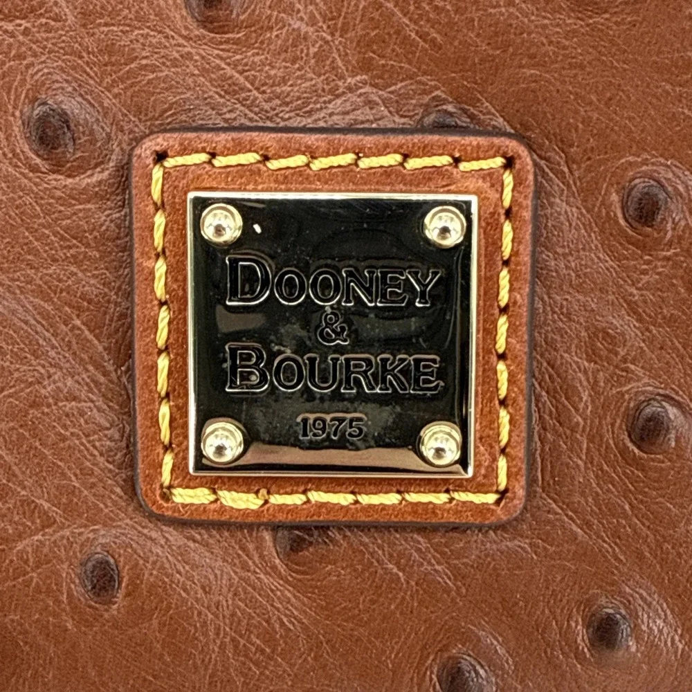 NEW Dooney & Bourke Ostrich Embossed Large Frame Coin Purse Brown DesignerLuxury